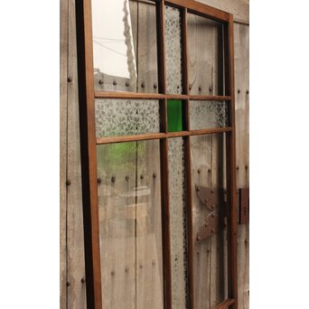 桜模様と緑色ガラスの建具 2枚1組　GD0122YD 