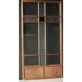 桜模様と緑色ガラスの建具 2枚1組　GD0122YD 