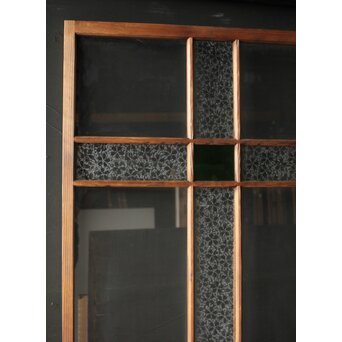 桜模様と緑色ガラスの建具 2枚1組　GD0122YD 