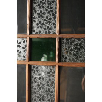 桜模様と緑色ガラスの建具 2枚1組　GD0122YD 