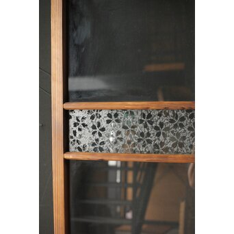 桜模様と緑色ガラスの建具 2枚1組　GD0122YD 