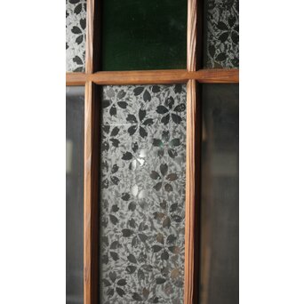 桜模様と緑色ガラスの建具 2枚1組　GD0122YD 