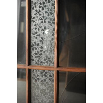桜模様と緑色ガラスの建具 2枚1組　GD0122YD 