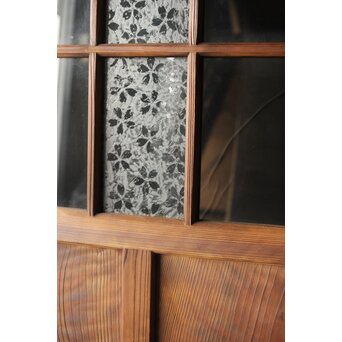 桜模様と緑色ガラスの建具 2枚1組　GD0122YD 