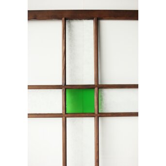 桜模様と緑色ガラスの建具 2枚1組　GD0122YD 