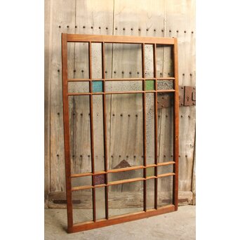 ダイア4色ガラス中型建具 2枚1組　GD0123YD 十字部分はにかわや色　その他はクリアガラスです