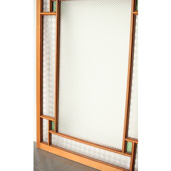 プレスと緑色ガラスの中型建具 2枚1組　GD0124 