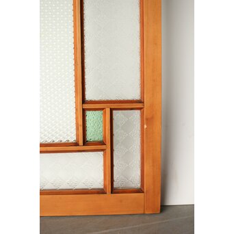 プレスと緑色ガラスの中型建具 2枚1組　GD0124 