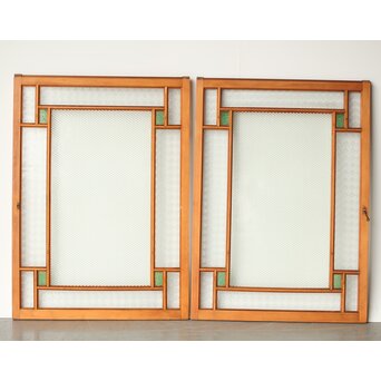 プレスと緑色ガラスの中型建具 2枚1組　GD0124 