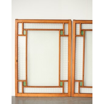 プレスと緑色ガラスの中型建具 2枚1組　GD0124 