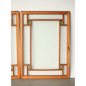 プレスと緑色ガラスの中型建具 2枚1組　GD0124 