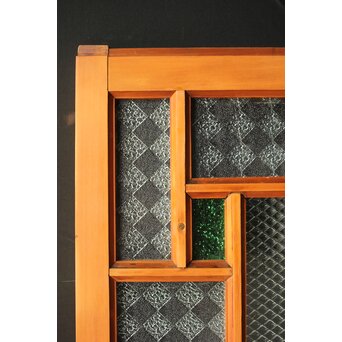 プレスと緑色ガラスの中型建具 2枚1組　GD0124 