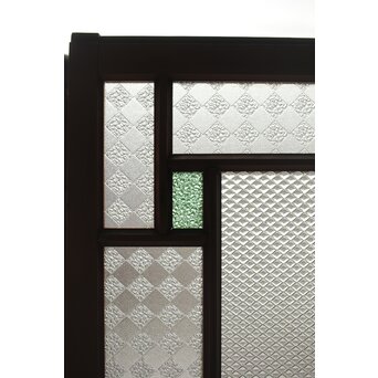 プレスと緑色ガラスの中型建具 2枚1組　GD0124 