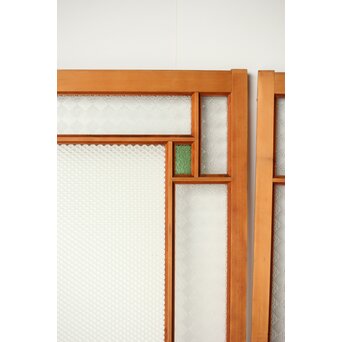 プレスと緑色ガラスの中型建具 2枚1組　GD0124 