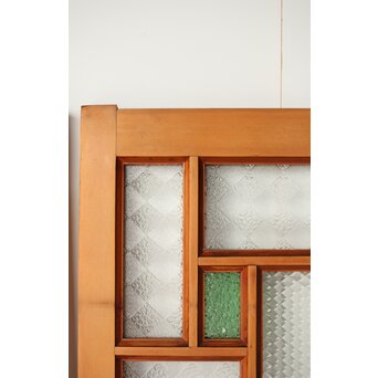 プレスと緑色ガラスの中型建具 2枚1組　GD0124 