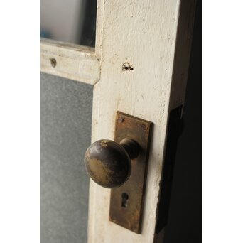 白いアンティークガラスドア　D186 