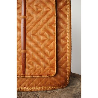 石川照雲 卍紋平竹籠　U304 