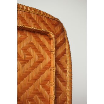 石川照雲 卍紋平竹籠　U304 