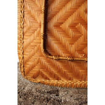 石川照雲 卍紋平竹籠　U304 