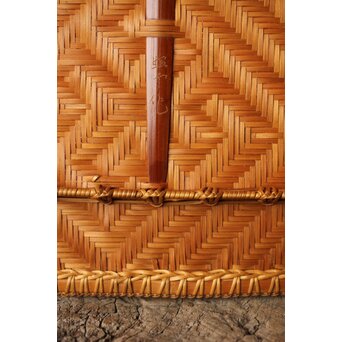 石川照雲 卍紋平竹籠　U304 