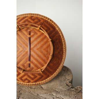 石川照雲 卍紋円形竹籠　U305 