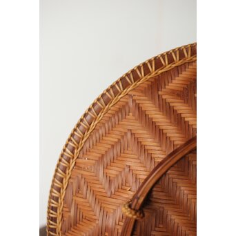 石川照雲 卍紋円形竹籠　U305 