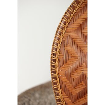 石川照雲 卍紋円形竹籠　U305 