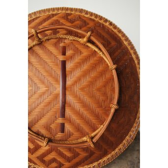 石川照雲 卍紋円形竹籠　U305 