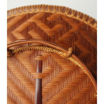 石川照雲 卍紋円形竹籠　U305 