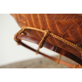 石川照雲 卍紋円形竹籠　U305 