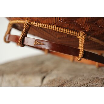 石川照雲 卍紋円形竹籠　U305 