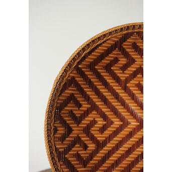 石川照雲 卍紋円形竹籠　U305 