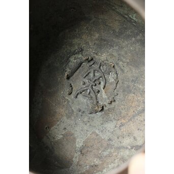 明清銅器写 鼎式三足 双耳古銅香炉 唐木蓋と台座　M327 