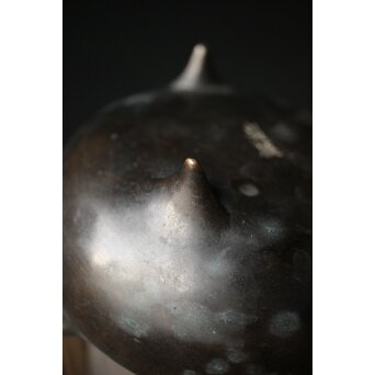 明清銅器写 鼎式三足 双耳古銅香炉 唐木蓋と台座　M327 