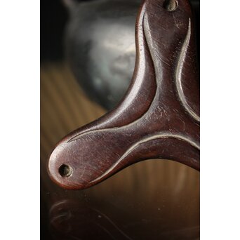 明清銅器写 鼎式三足 双耳古銅香炉 唐木蓋と台座　M327 