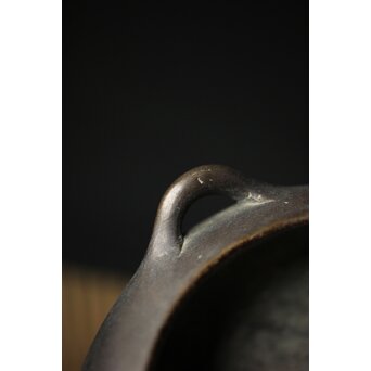 明清銅器写 鼎式三足 双耳古銅香炉 唐木蓋と台座　M327 