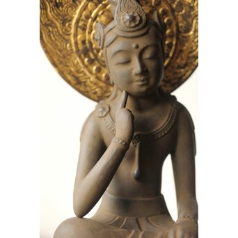 仏師 宮沢甲輔作 乾漆 如意輪観世音菩薩像 台座付　X367 