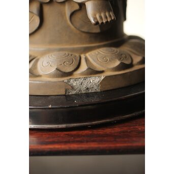 仏師 宮沢甲輔作 乾漆 如意輪観世音菩薩像 台座付　X367 