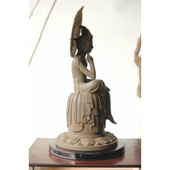 仏師 宮沢甲輔作 乾漆 如意輪観世音菩薩像 台座付　X367 