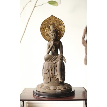 仏師 宮沢甲輔作 乾漆 如意輪観世音菩薩像 台座付　X367 