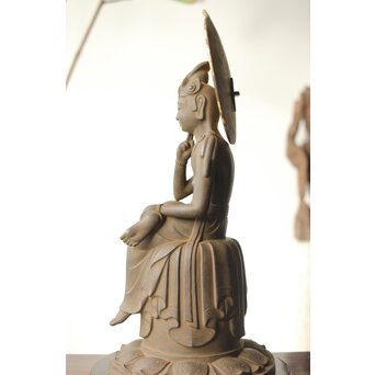 仏師 宮沢甲輔作 乾漆 如意輪観世音菩薩像 台座付　X367 