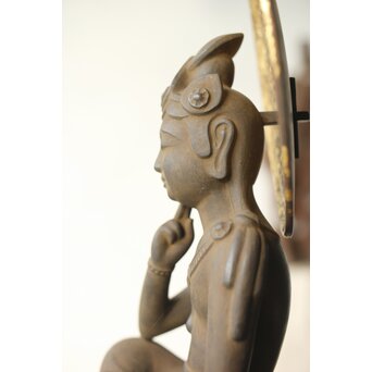 仏師 宮沢甲輔作 乾漆 如意輪観世音菩薩像 台座付　X367 