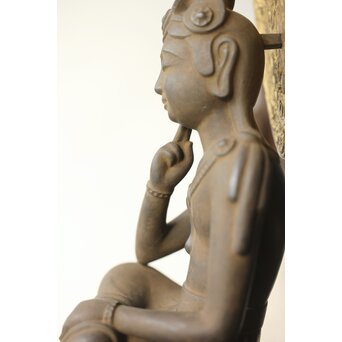 仏師 宮沢甲輔作 乾漆 如意輪観世音菩薩像 台座付　X367 