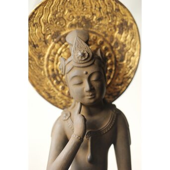 仏師 宮沢甲輔作 乾漆 如意輪観世音菩薩像 台座付　X367 