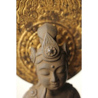 仏師 宮沢甲輔作 乾漆 如意輪観世音菩薩像 台座付　X367 