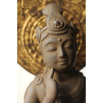 仏師 宮沢甲輔作 乾漆 如意輪観世音菩薩像 台座付　X367 