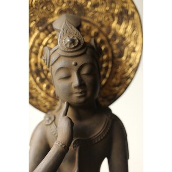 仏師 宮沢甲輔作 乾漆 如意輪観世音菩薩像 台座付　X367 