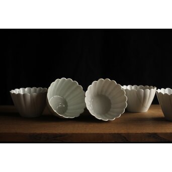 古伊万里白磁 大振菊型向付 5客1組　P353 