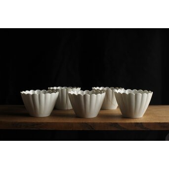 古伊万里白磁 大振菊型向付 5客1組　P353