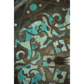 倣 戦国 青銅器 トルコ石金銀象嵌 銅錯金松石珍獣紋古鏡/銅鏡　M328 